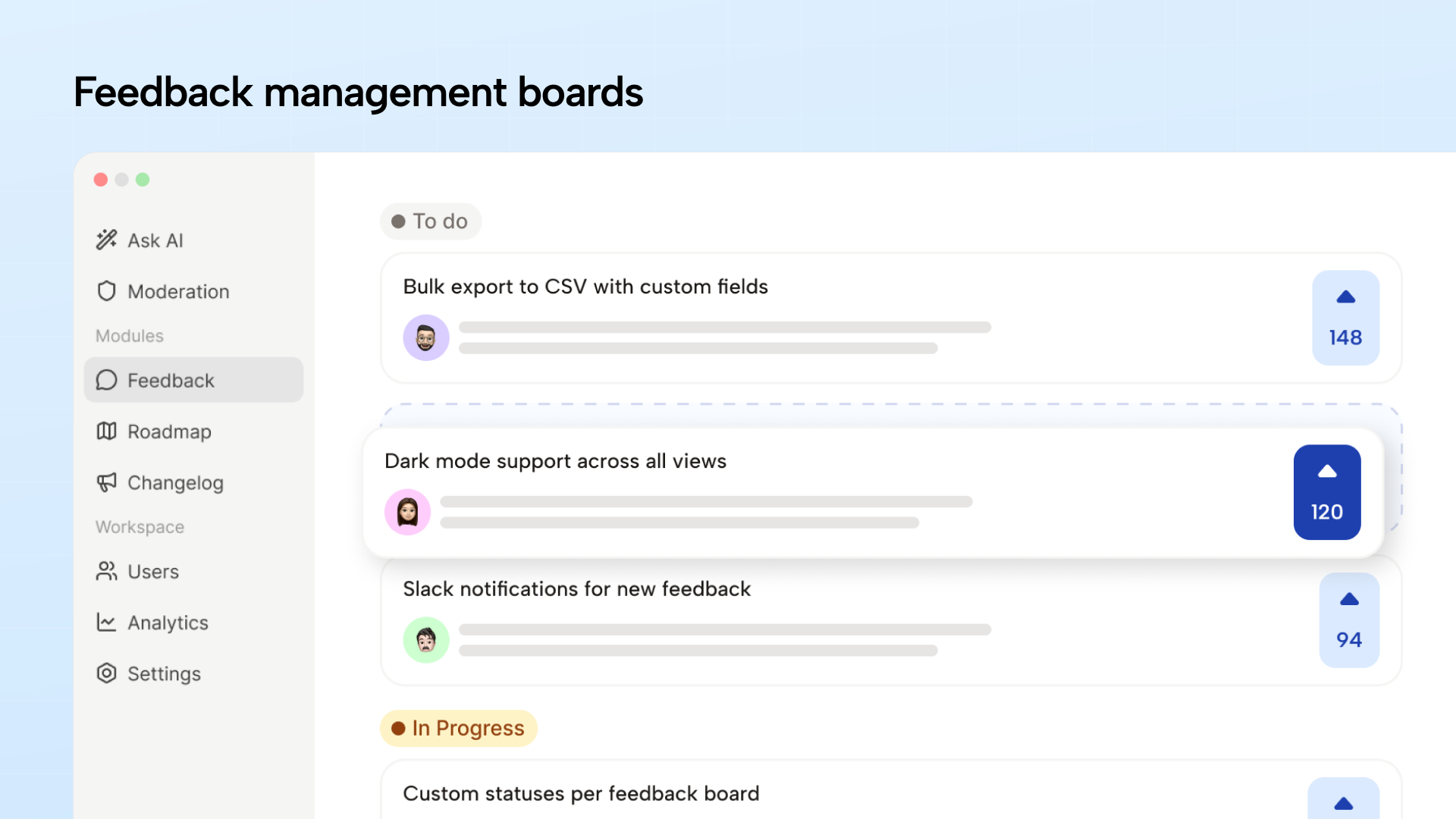 Feedback management boards