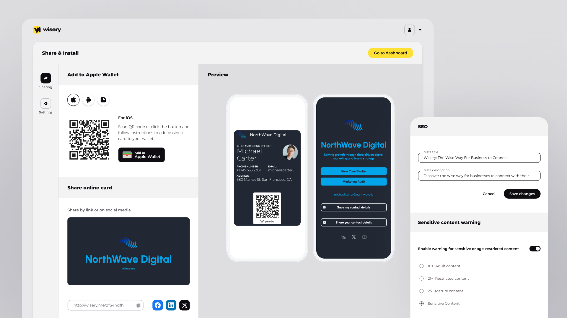 Share your card anywhere
