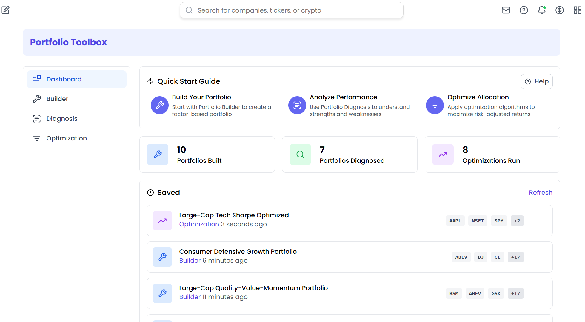 Portfolio toolbox