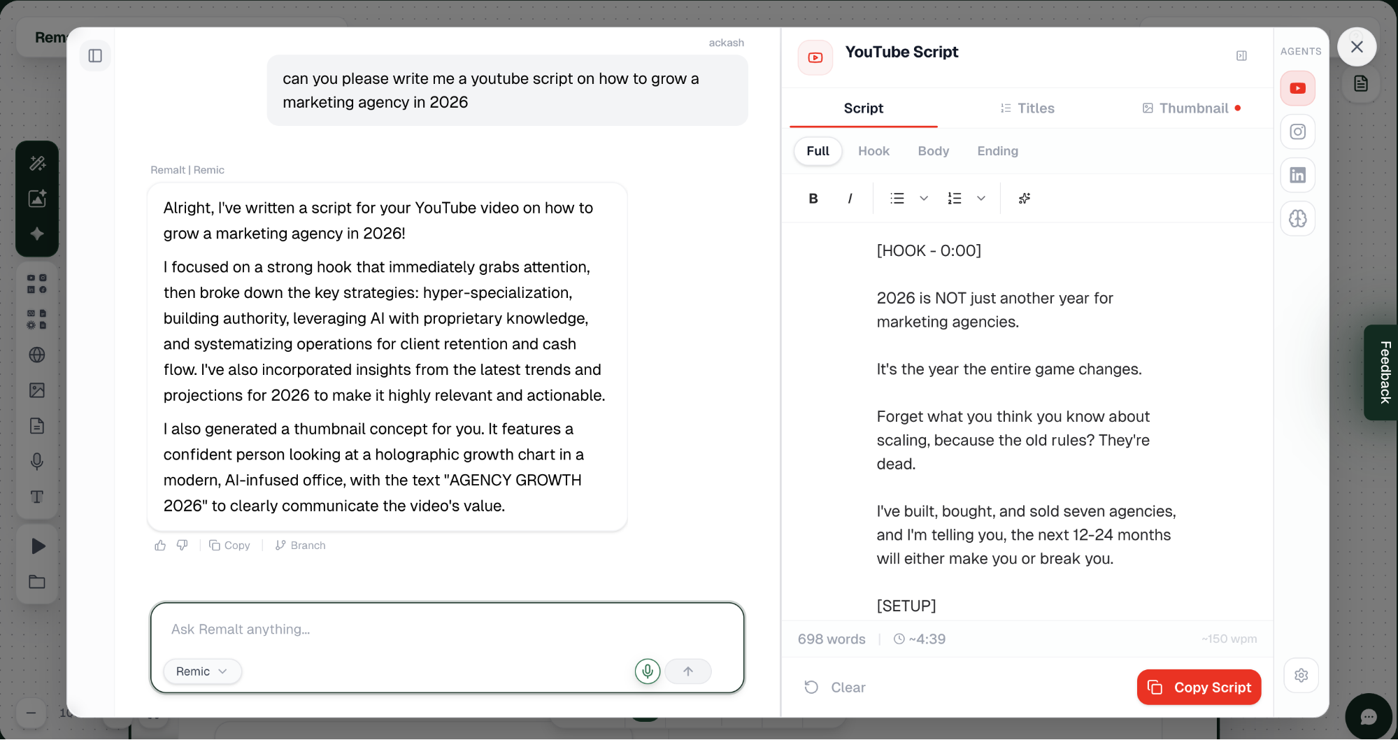 Script generation thumbnail