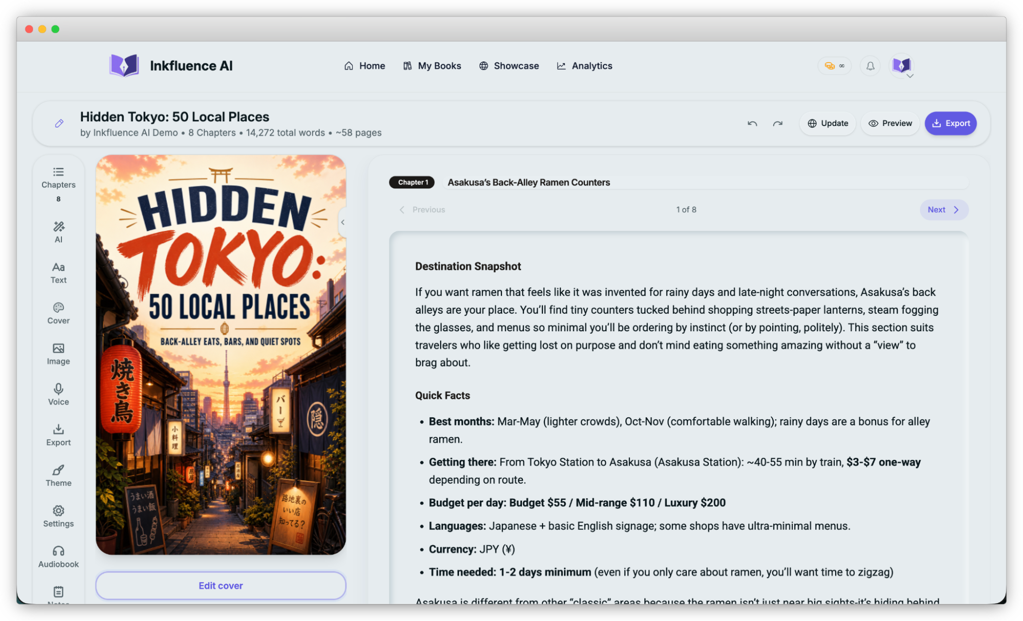 Book editor interface thumbnail