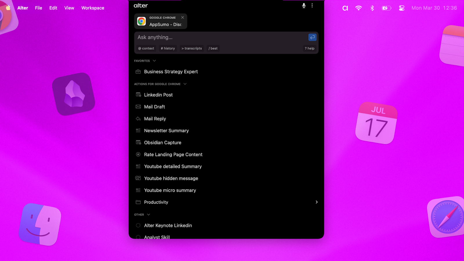 App suggestions and actions