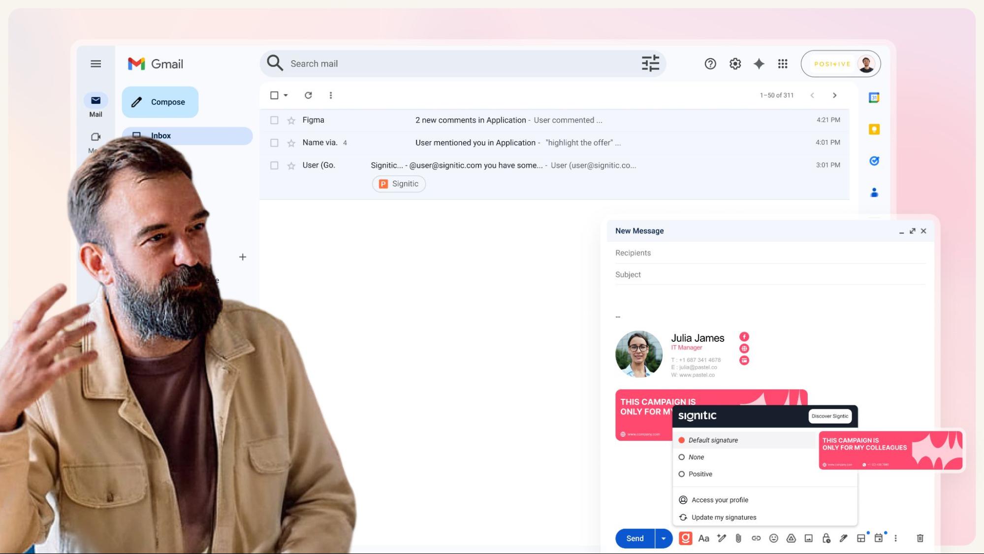 Email integration and signature pick thumbnail