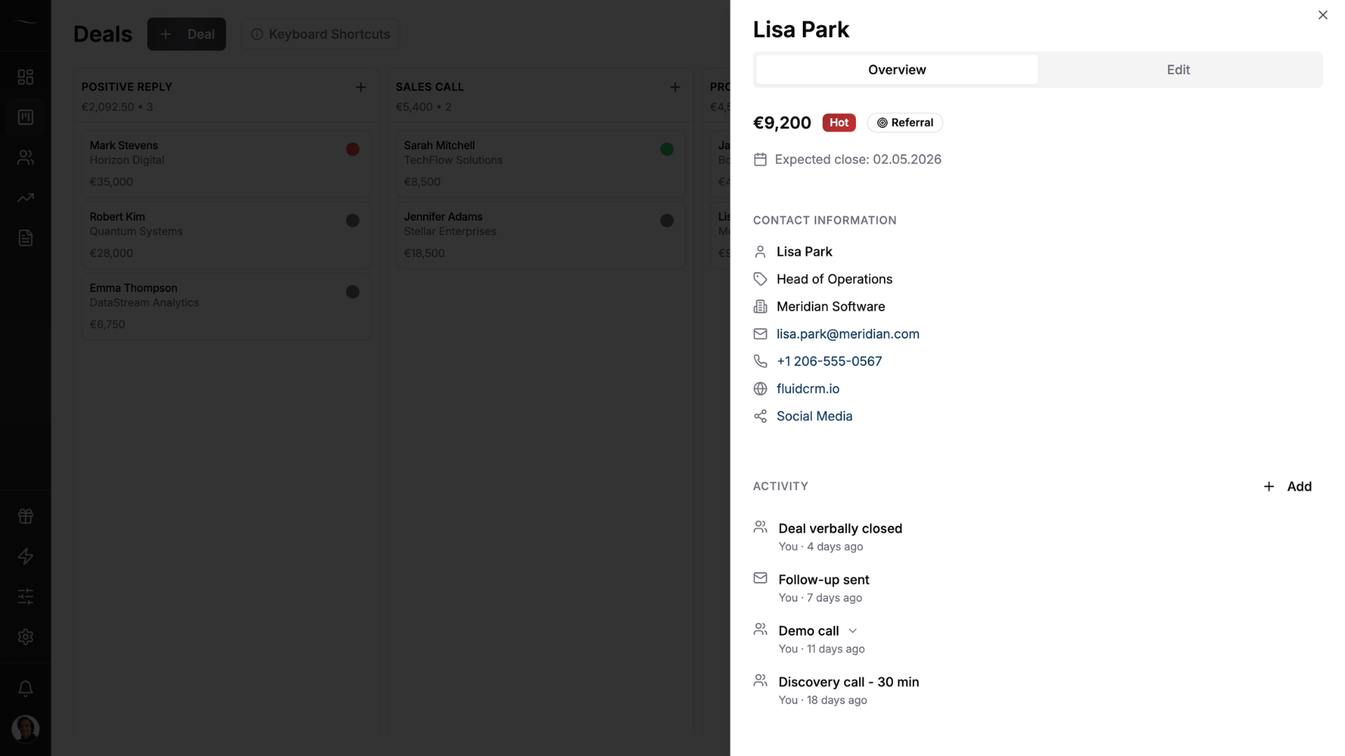 Contact information thumbnail