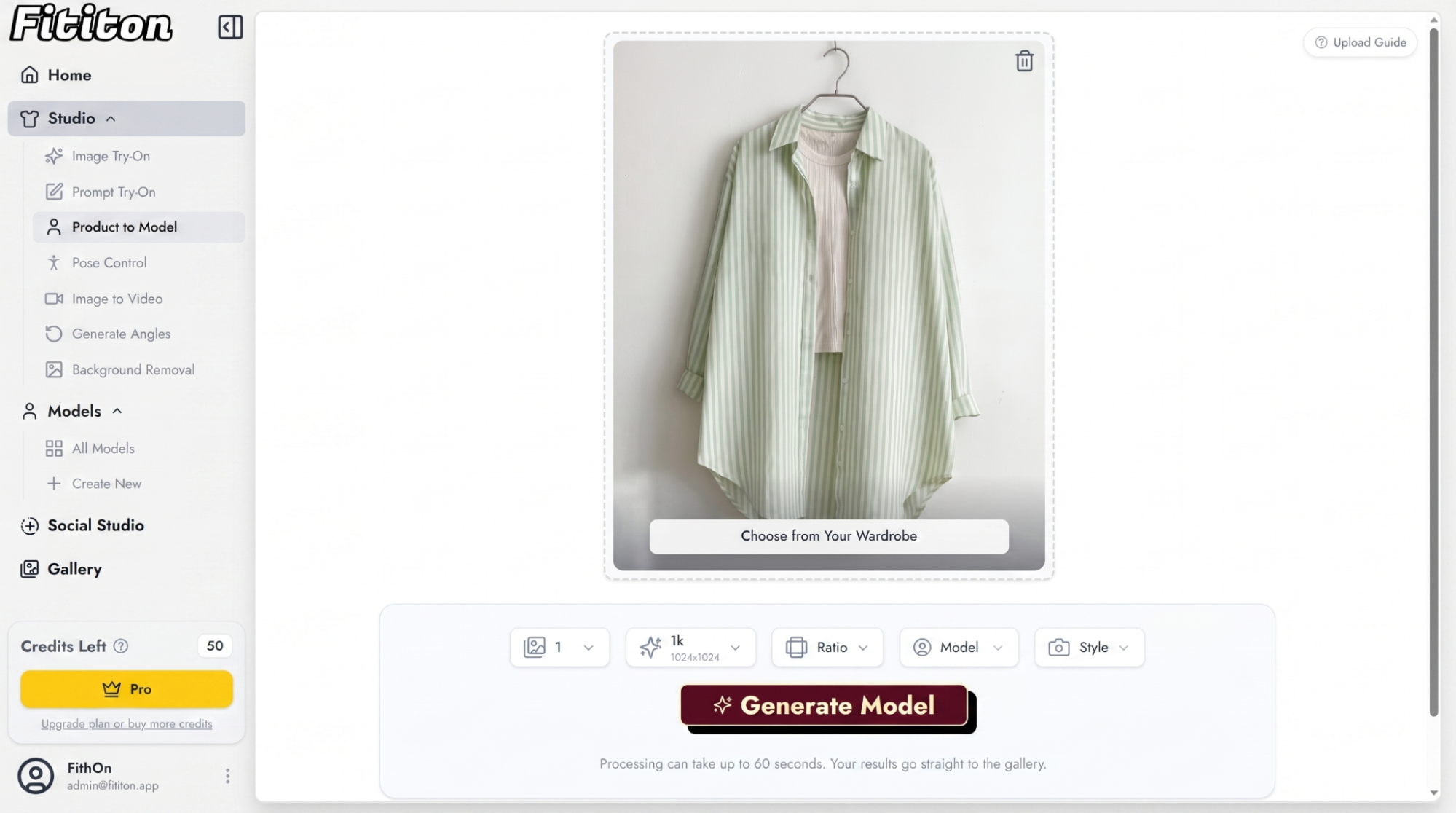 Product to model thumbnail