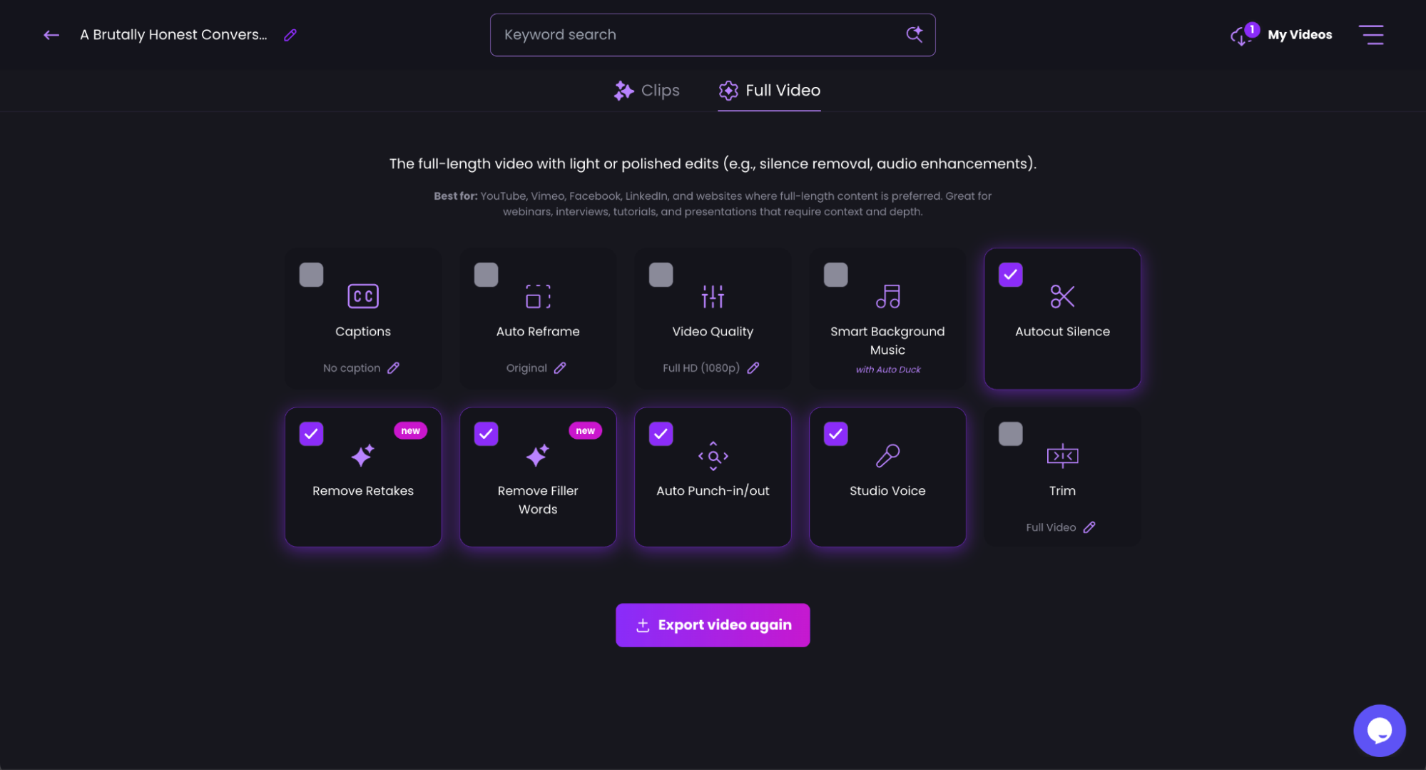 Clip polishing options