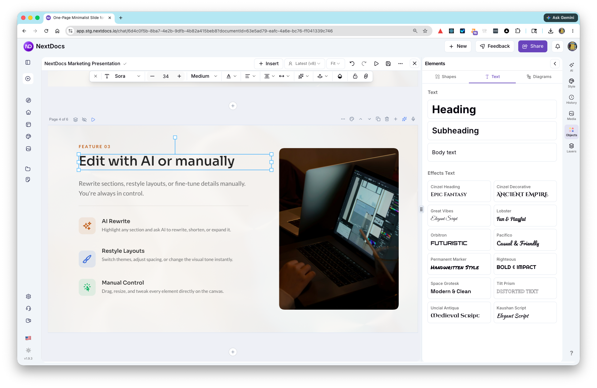 Editing UI thumbnail