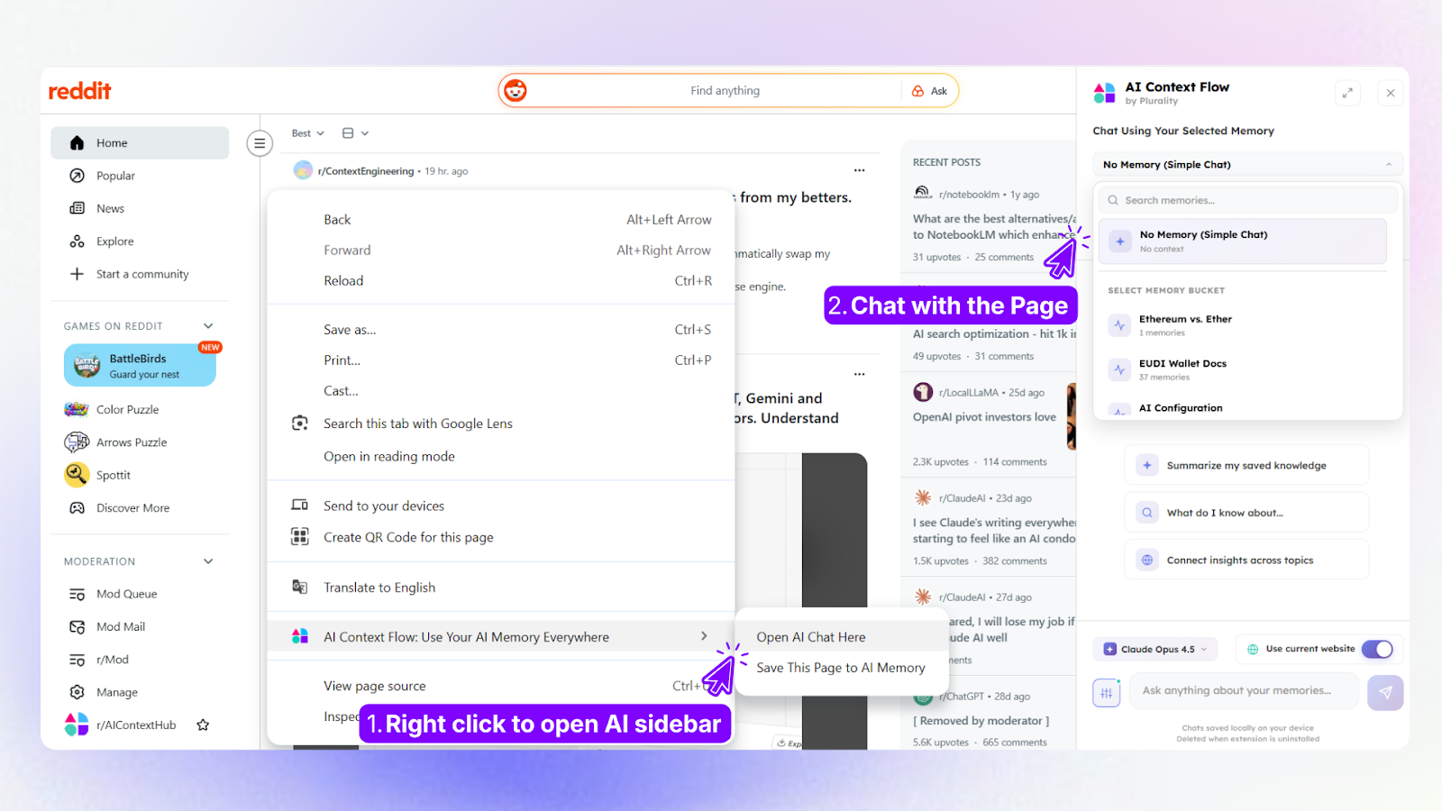 AI sidebar for quick access