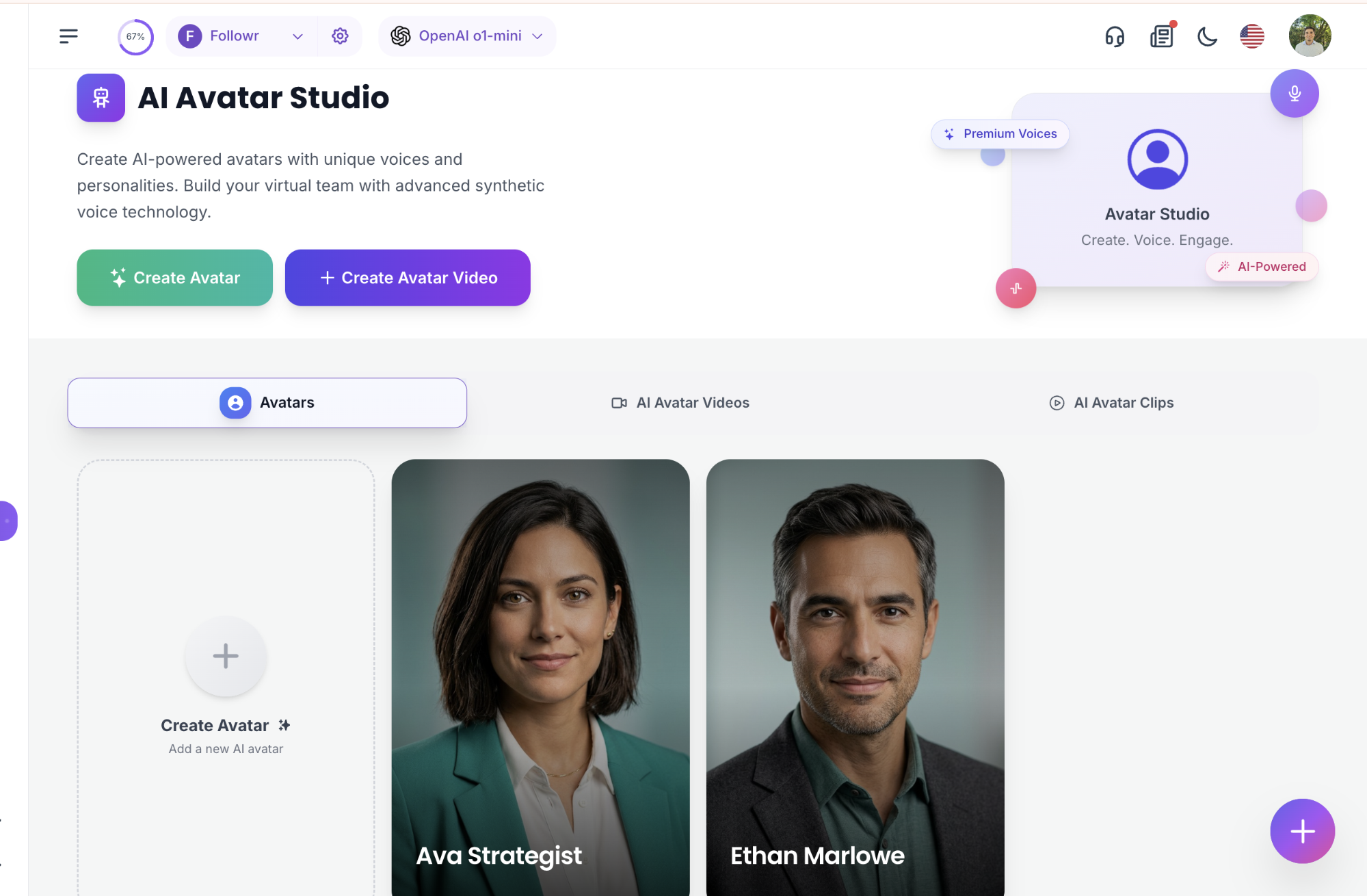 AI avatar studio