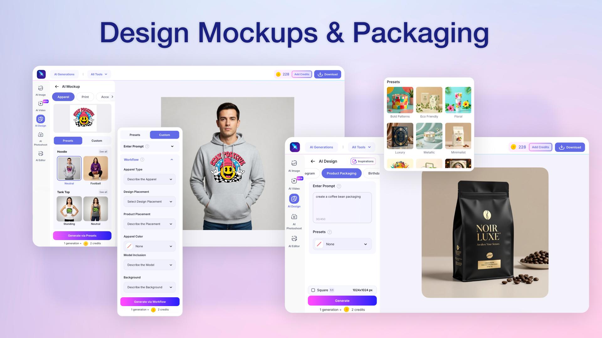 Design mockups and packaging thumbnail