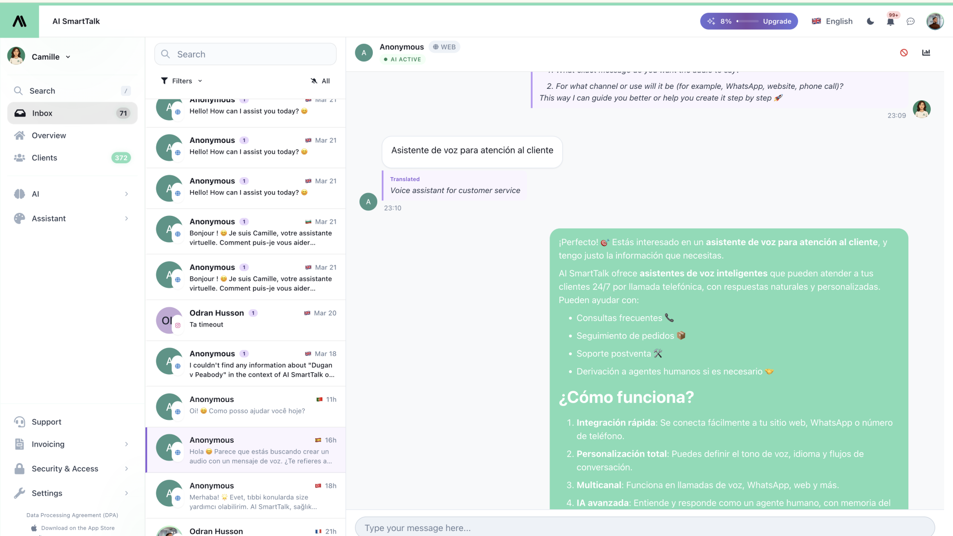 Chat and inbox
