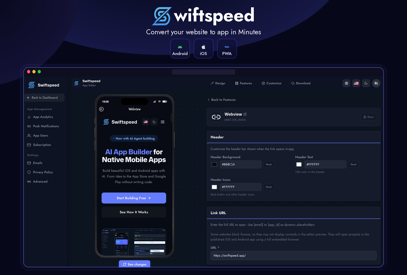 Website to app conversion thumbnail