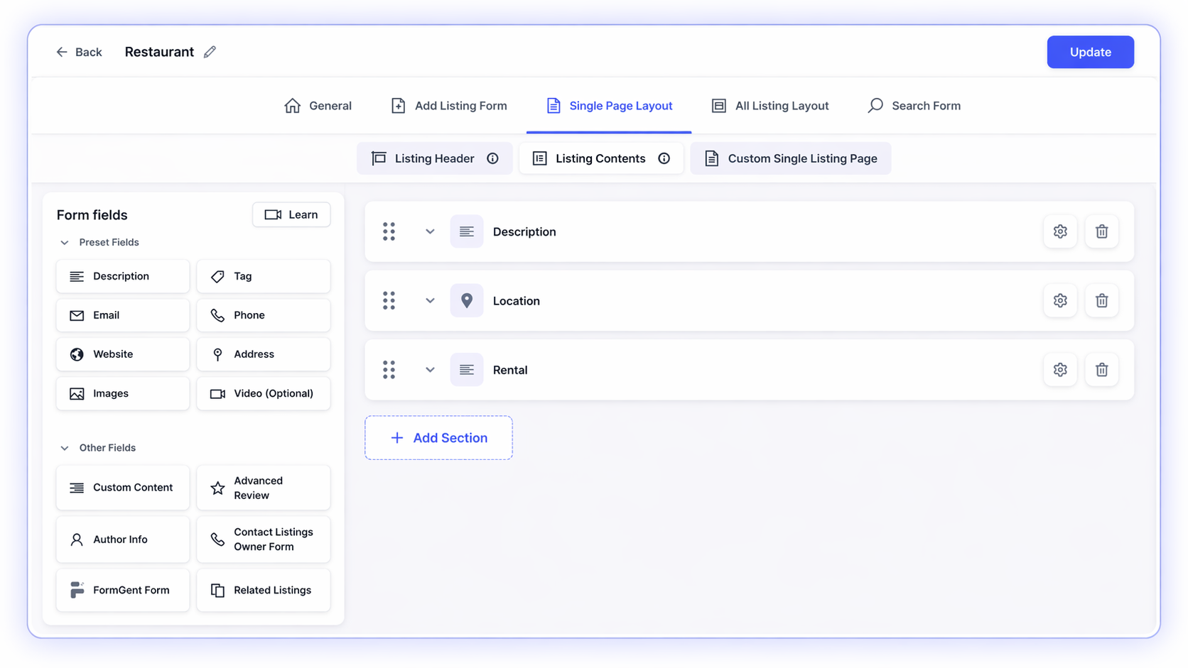 Builder interface for directories thumbnail