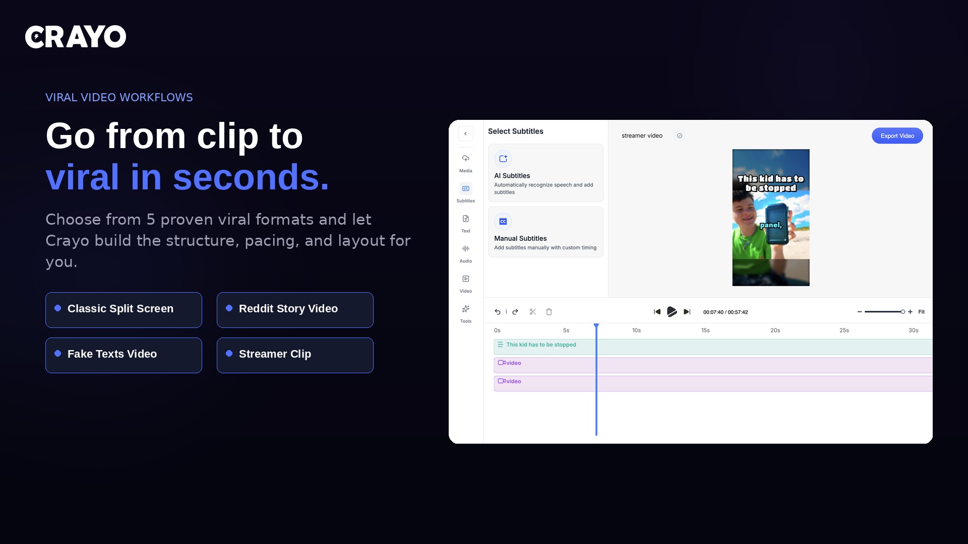 Video workflow selection interface