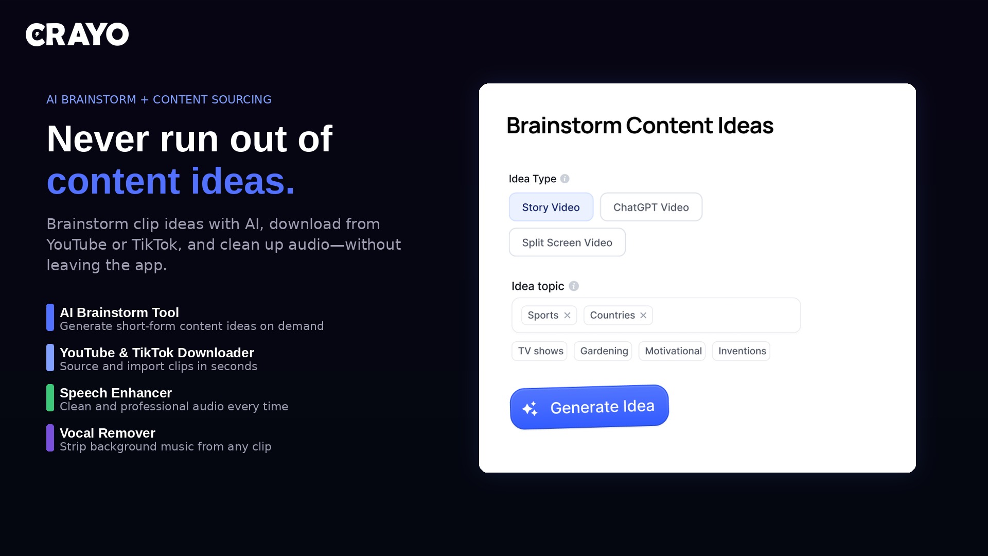 Content brainstorm and downloader tools