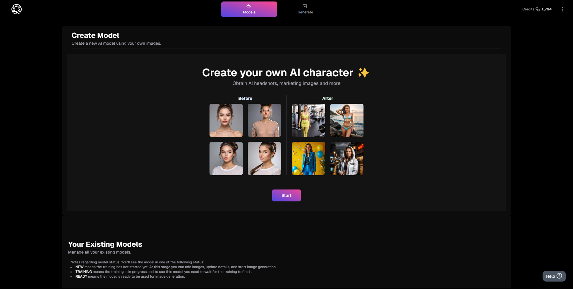 Generate studio-quality headshots