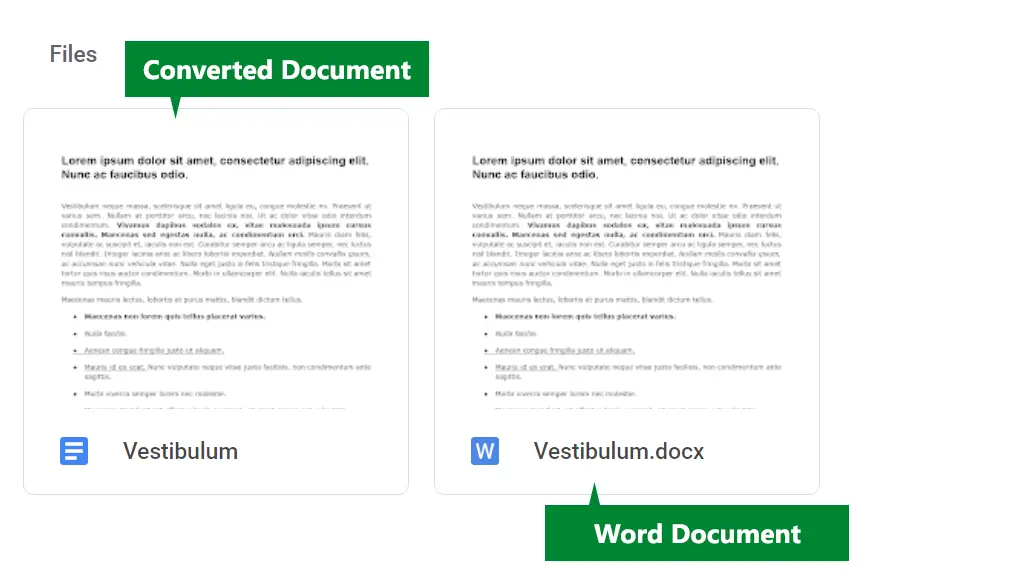 Converted document in the same directory as the original Word file