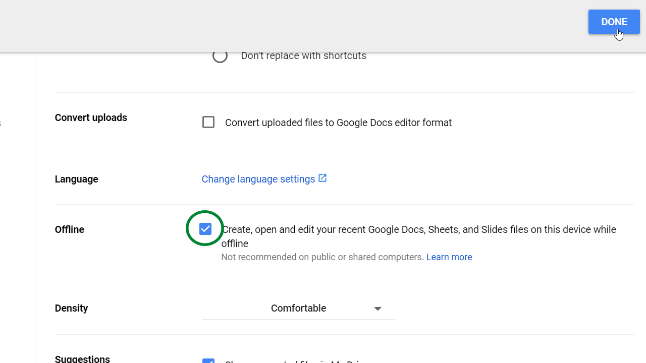 google docs offline editing