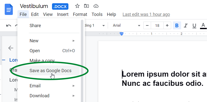 Save Word as Google Docs