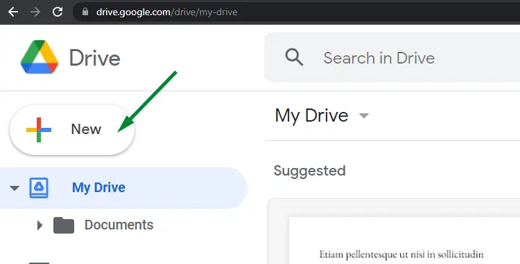 Google Drive New button