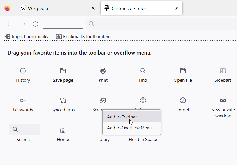 Add Screen Capture Shortcut to the Toolbar