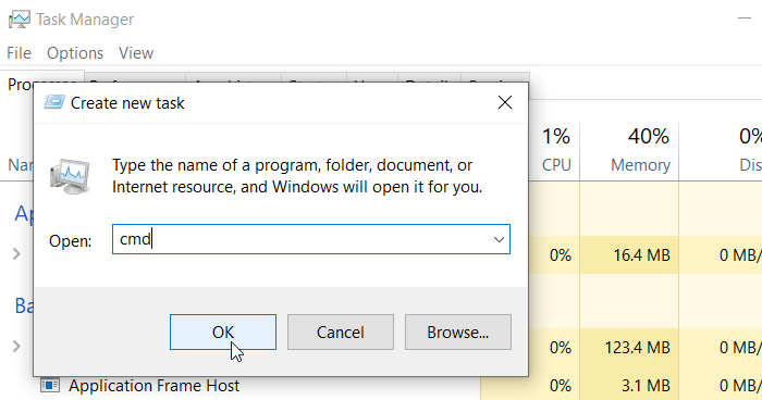Open cmd from Task manager