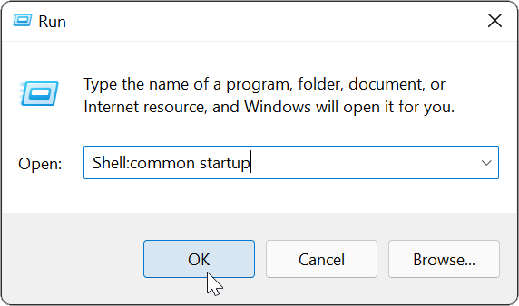 Open startup folder location