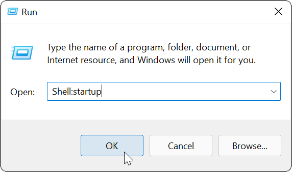 run command to open startup folder in Windows