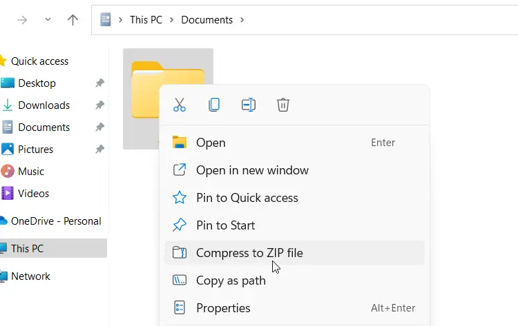 create a zip file on windows 11