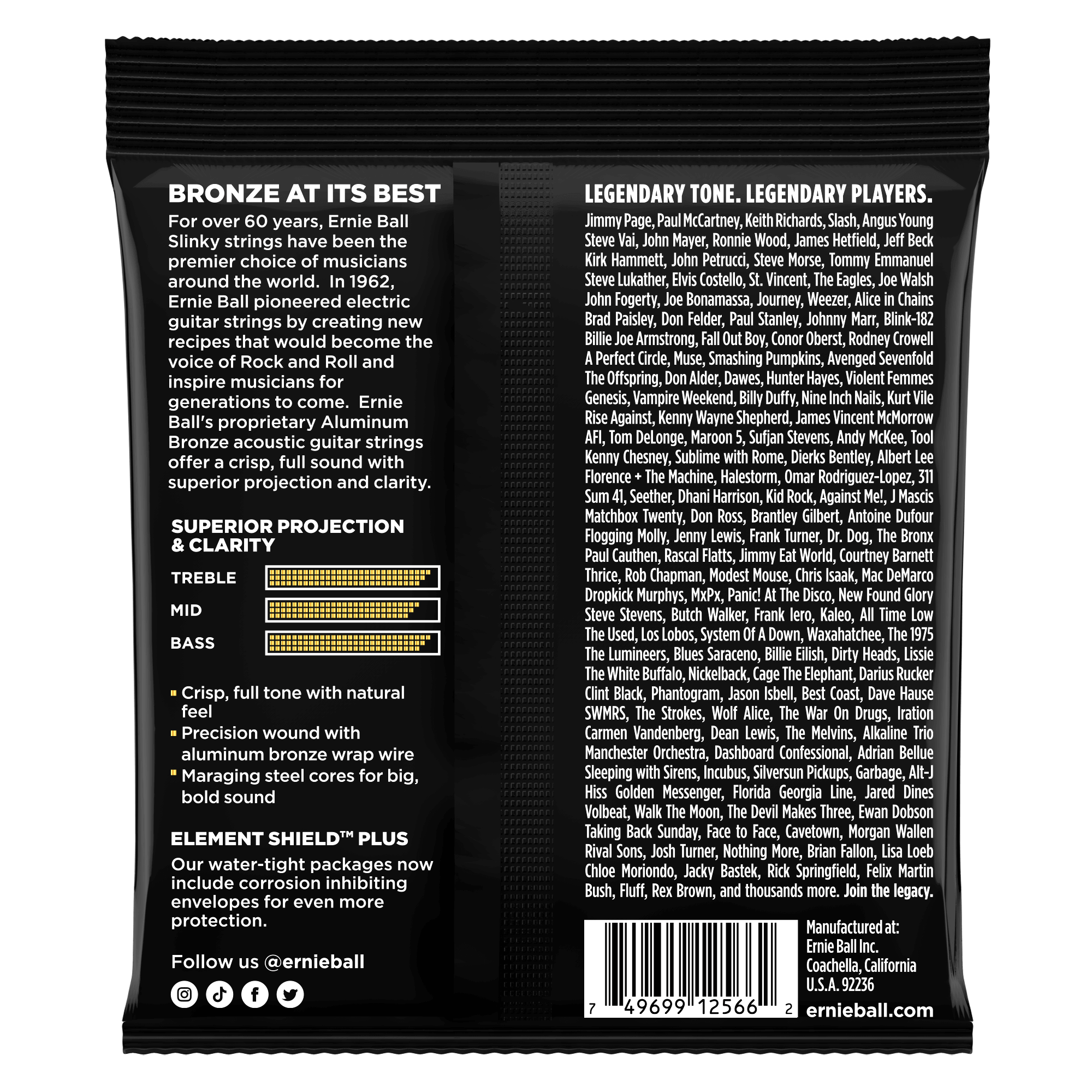 Aluminum Bronze Acoustic Guitar Strings Ernie Ball