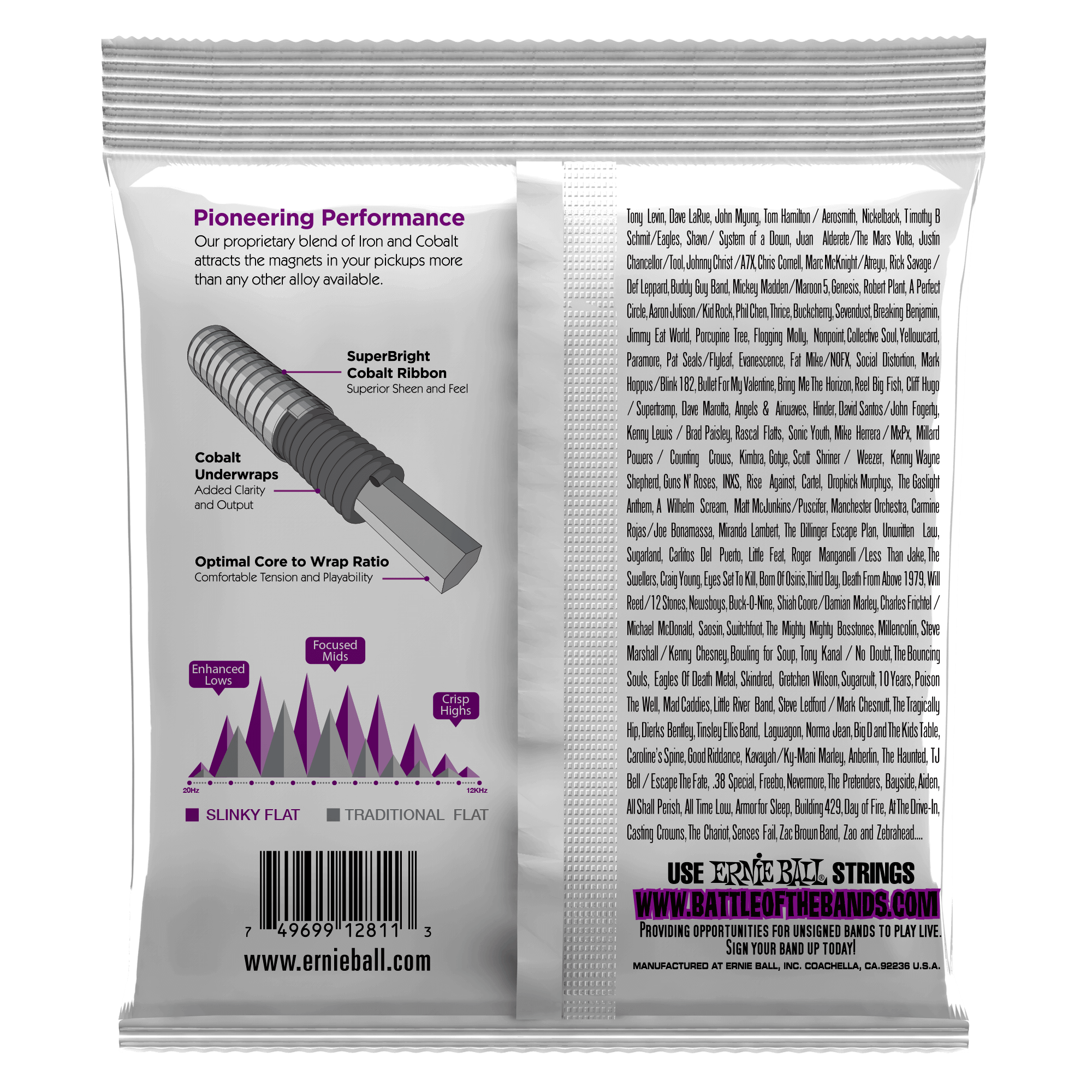 Slinky Cobalt Flatwound 4&5 Electric Bass Strings Ernie Ball