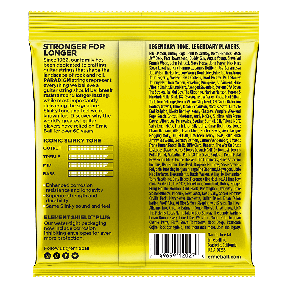 Beefy Slinky Paradigm Electric Guitar Strings 11-54 Gauge Back