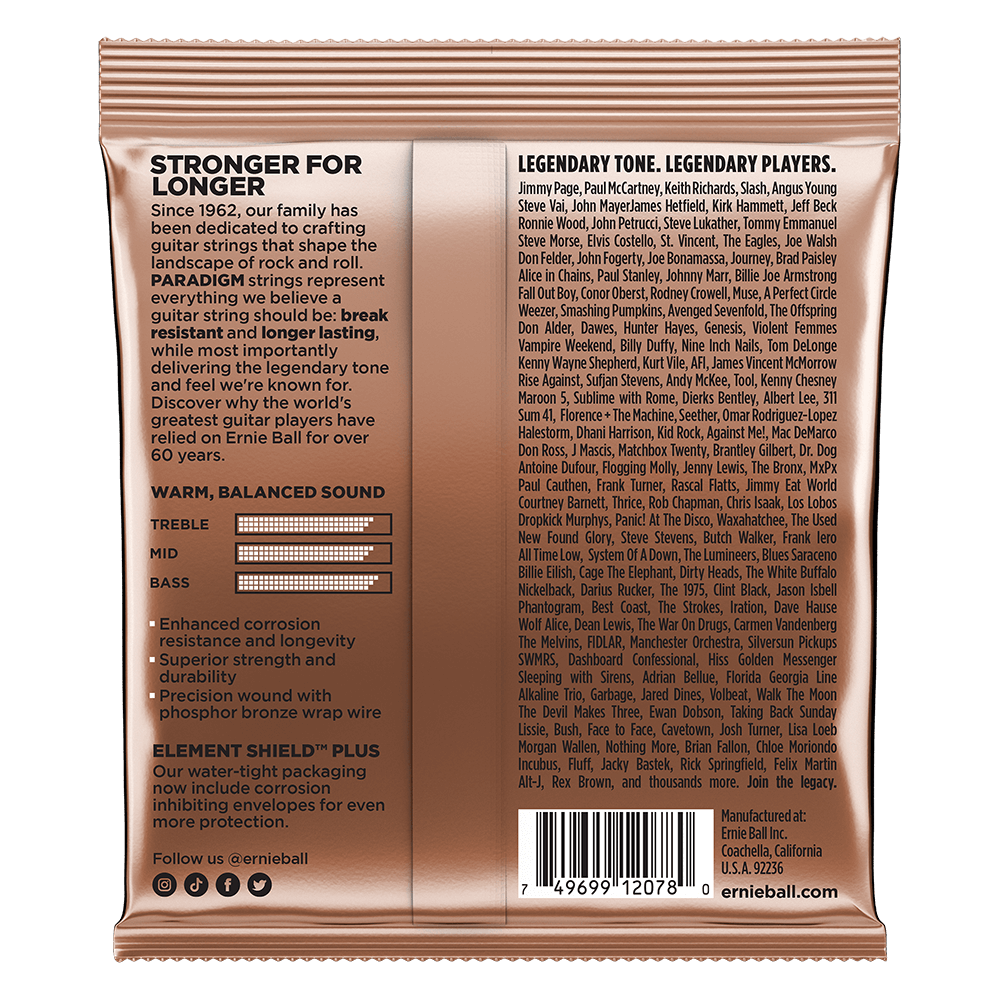 Light Paradigm Phosphor Bronze Acoustic Guitar Strings 11-52 Gauge Back