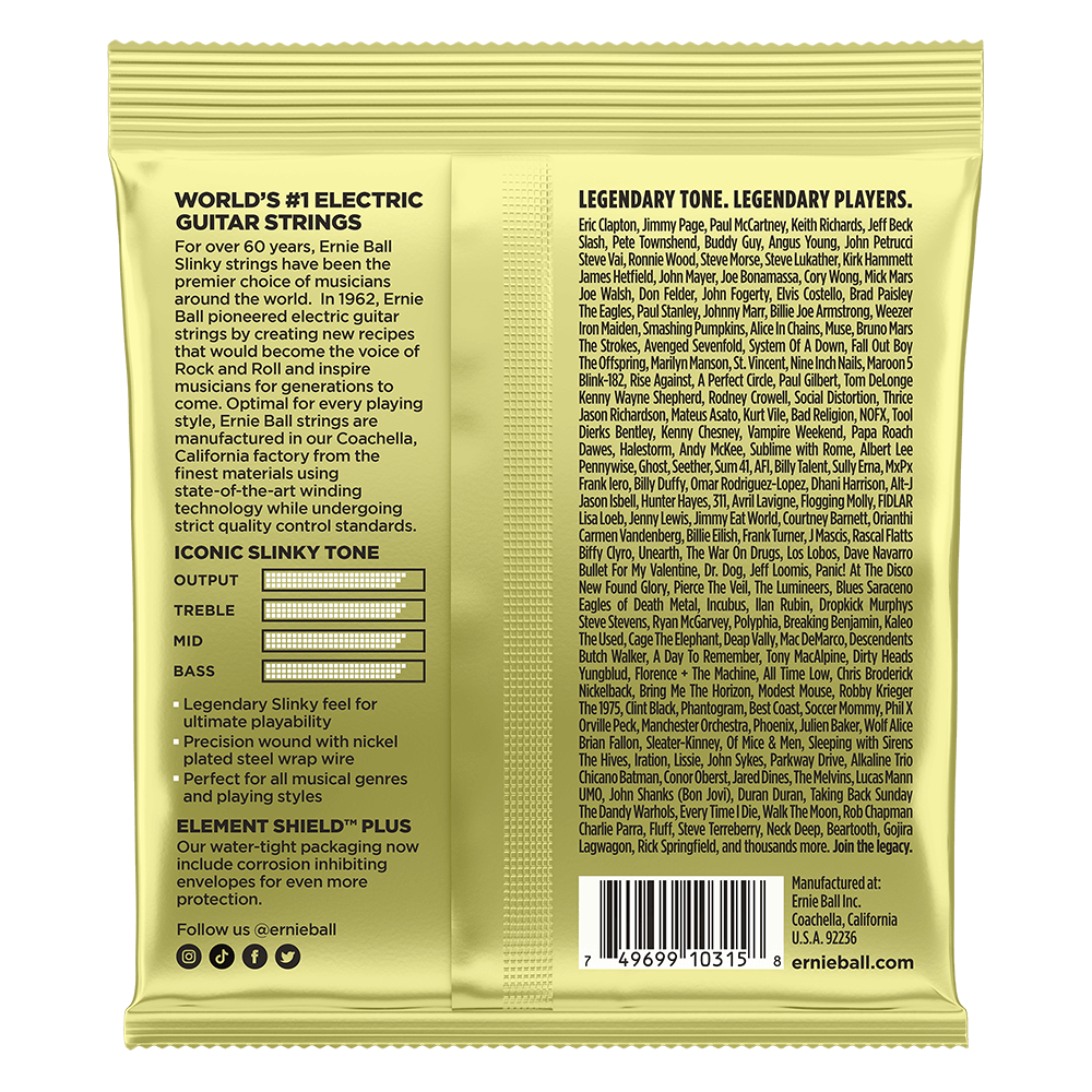 Mammoth Slinky Nickel Wound Electric Guitar Strings with wound G 12-62 Gauge Back