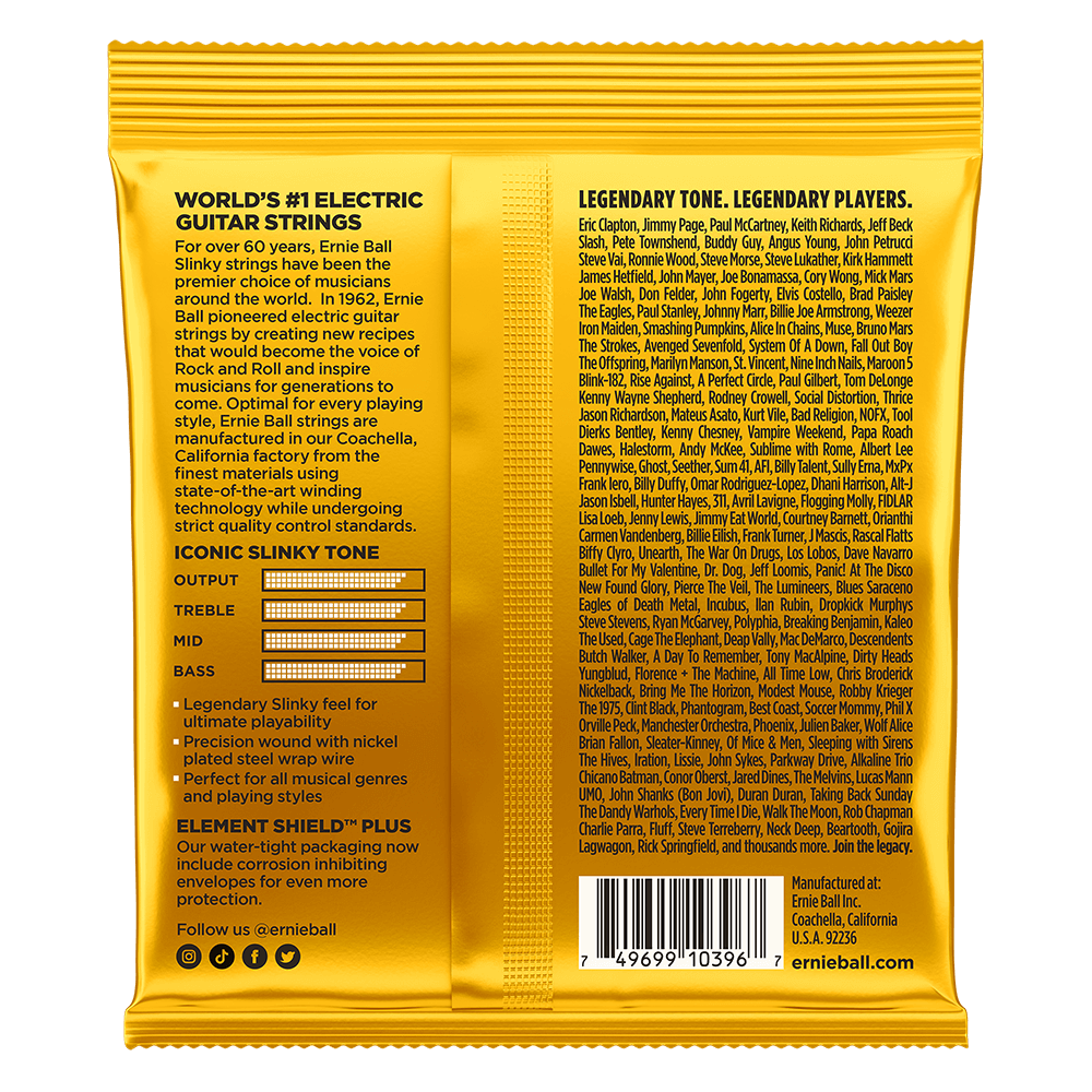 Skinny Top Beefy Bottom Slinky Nickel Wound Electric Guitar Strings 10-54 Gauge Back