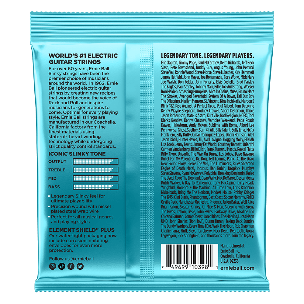 Mighty Slinky Nickel Wound Electric Guitar Strings 8.5-40 Gauge Back