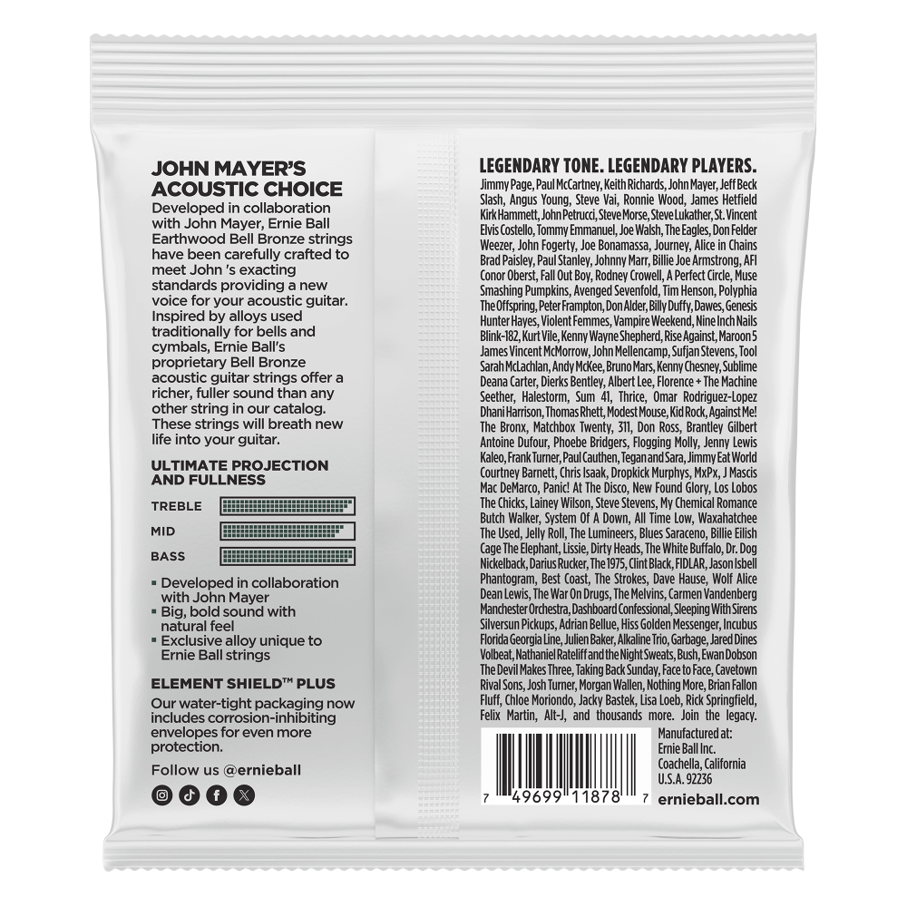 Medium Earthwood Bell Bronze Acoustic Guitar Strings 13-56 Back