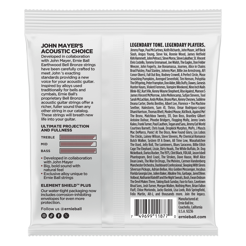 Medium Light Earthwood Bell Bronze Acoustic Guitar Strings 12-54 Back