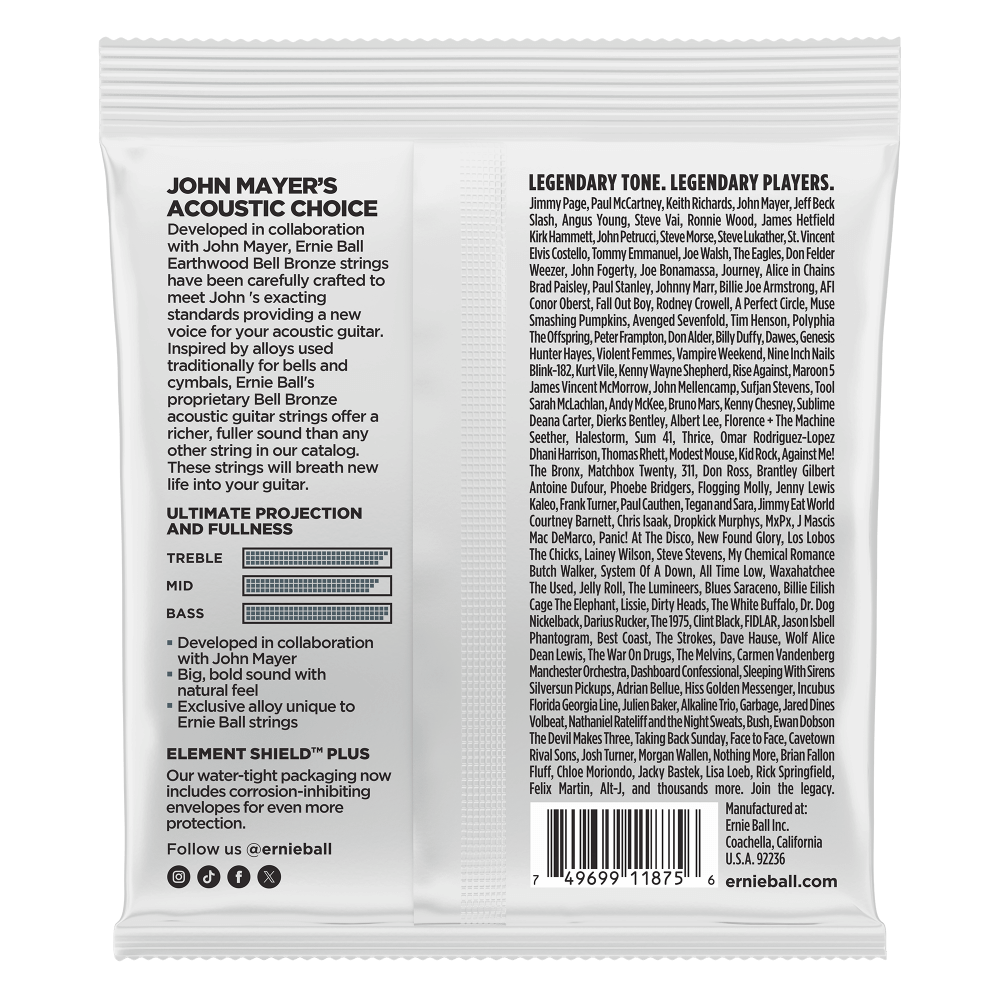 Light Earthwood Bell Bronze Acoustic Guitar Strings 11-52 Back