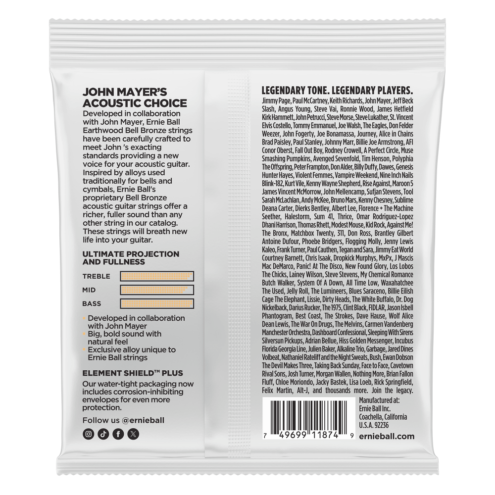 Extra Light Earthwood Bell Bronze Acoustic Guitar Strings 10-50 Back