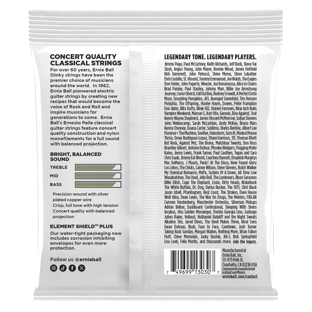 Ernesto Palla Nylon High Tension Classical Guitar Strings - Clear and Silver Back
