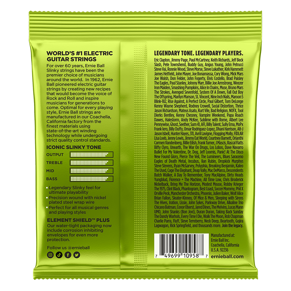 Regular Slinky Nickel Wound 8-String Electric Guitar Strings 10-74 Gauge Back