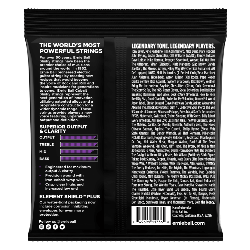 Power Slinky Cobalt 5-String Electric Bass Strings 50-135 Gauge Back