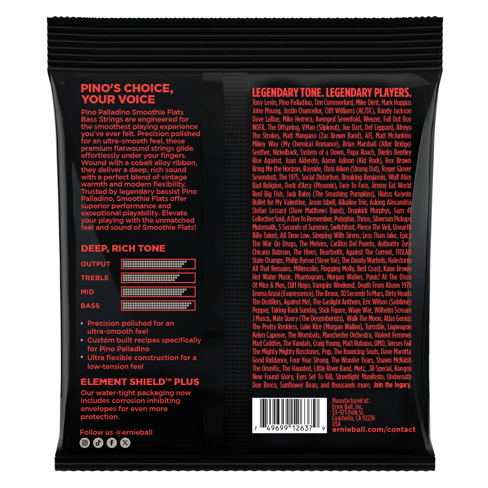 Extra Light Pino Palladino Smoothie Flats Electric Bass Strings 38-98 Gauge Back