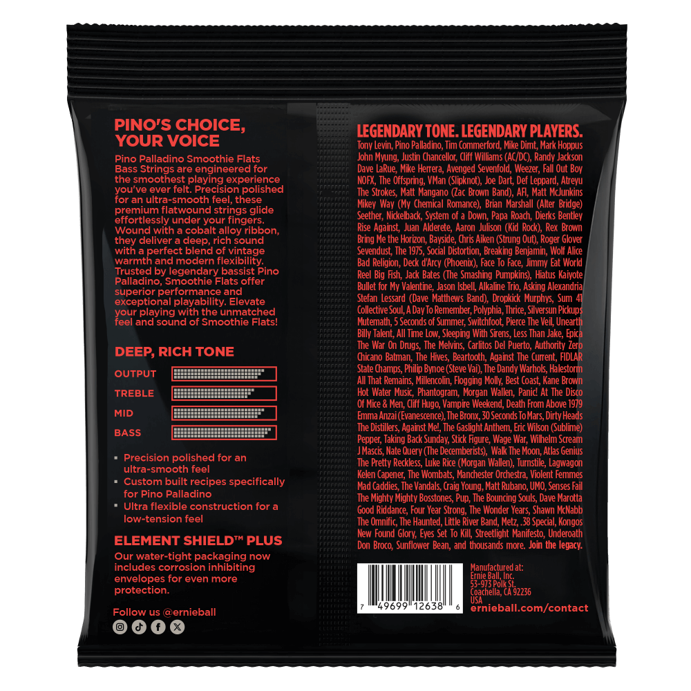 Medium Pino Palladino Smoothie Flats Electric Bass Strings 43-108 Gauge Back