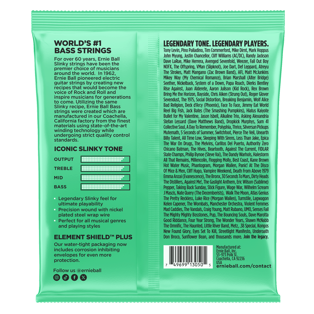 Hyper Slinky Nickel Wound 5-String Electric Bass Strings 40-130 Gauge Back