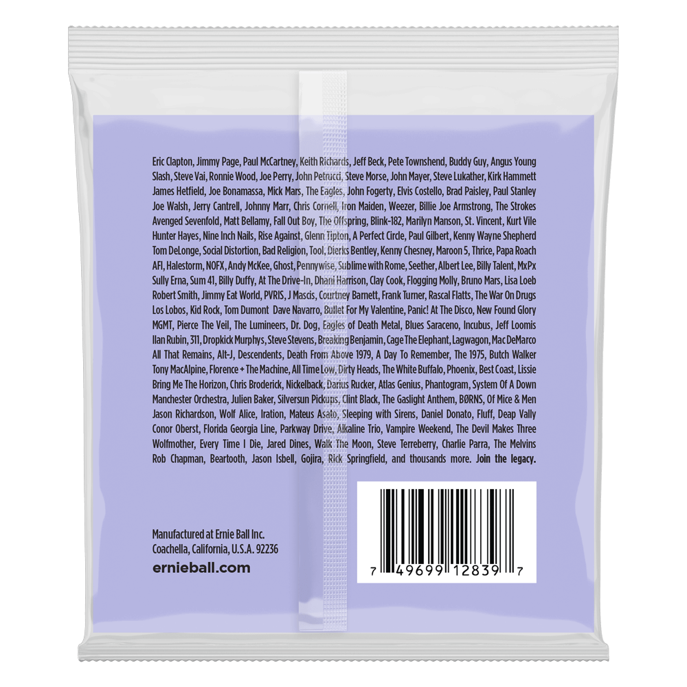 Encordadura para guitarra barítono de 6 cuerdas Ernie Ball Slinky con arillo pequeño, escala 29 5/8". Calibre 13-72 Back