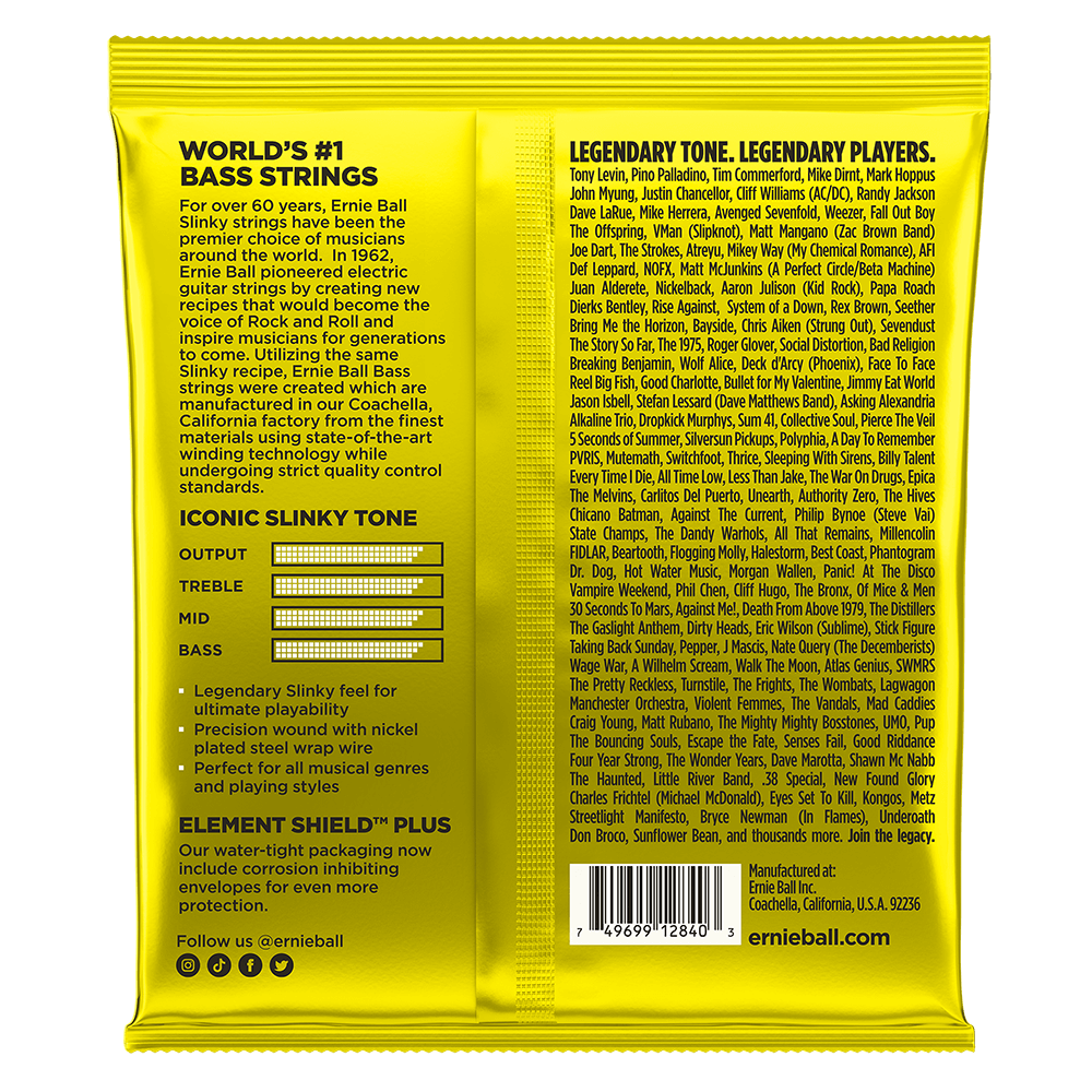 Beefy Slinky Nickel Wound Electric Bass Strings 65-130 Gauge Back