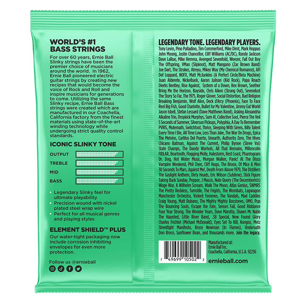 Hyper Slinky Nickel Wound Electric Bass Strings 40-100 Gauge Back