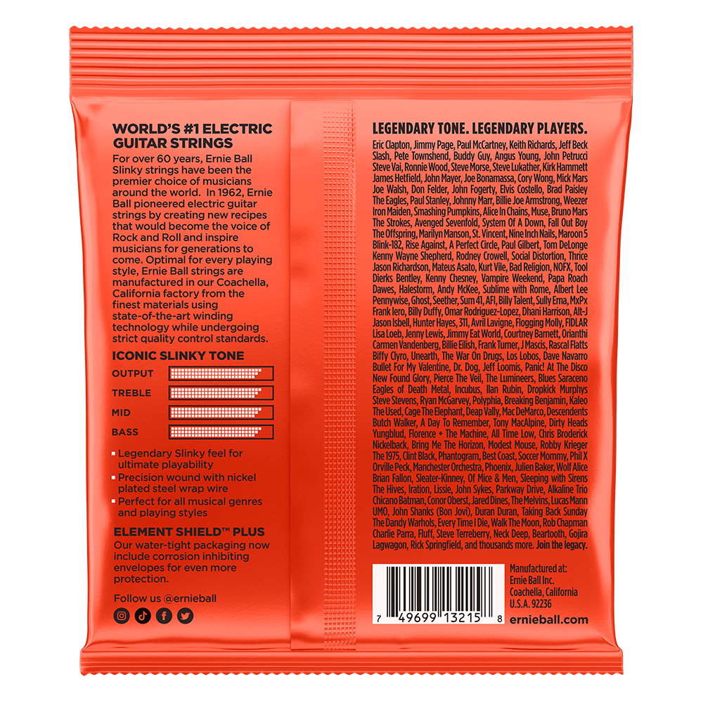 Skinny Top Heavy Bottom Slinky Nickel Wound Electric Guitar Strings 10-52 Gauge - 3 Pack Back